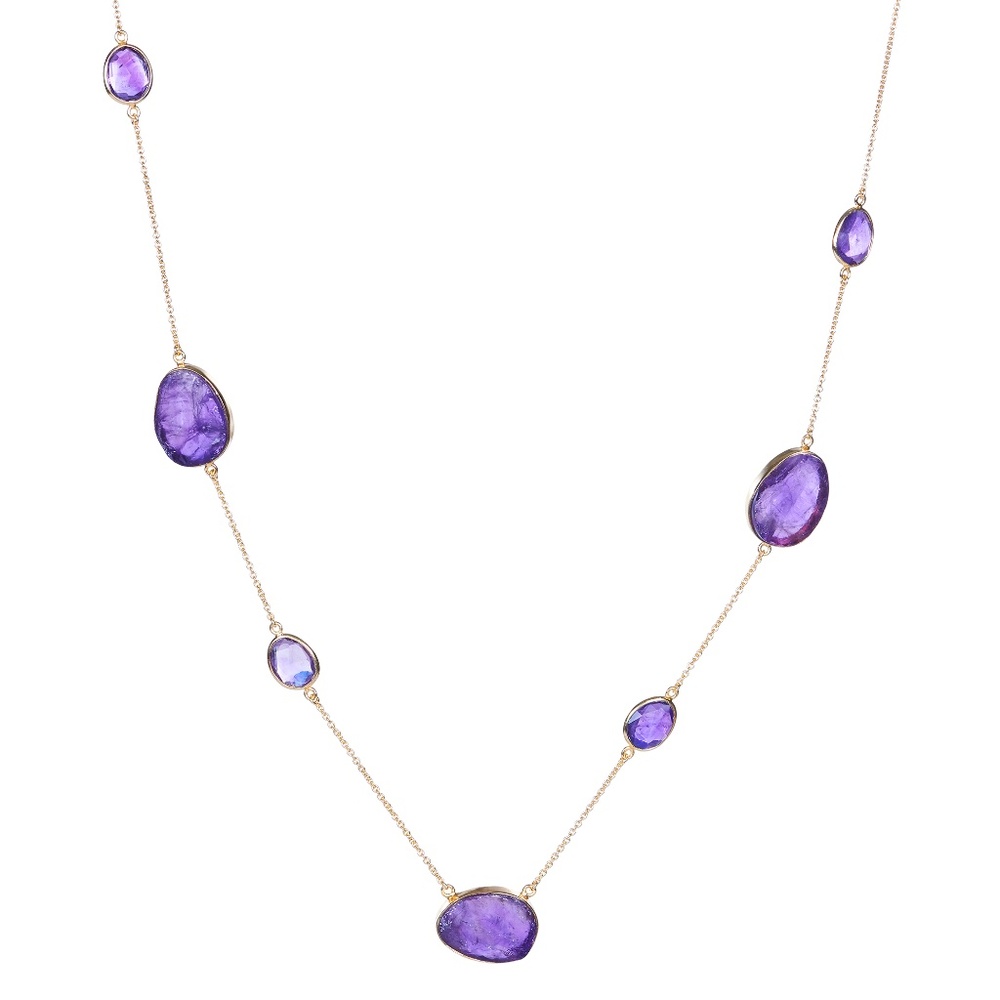 Amethyst 18K Heavy Gold Necklace